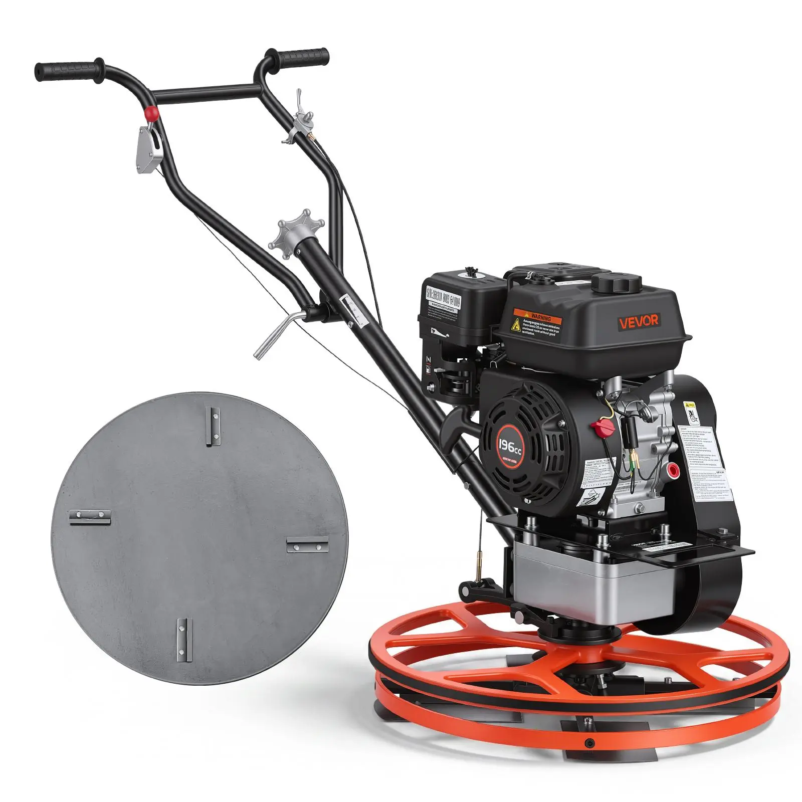 【SummerFinds】VEVOR Power Trowel, 24 inch Concrete Finishing Machine with Float Pan, 5.5HP Engine, 4 Blades, Adjustable Pitch, Gas-Powered Walk-Behind Cement Surface Finisher for Smooth Floors, Construction Use