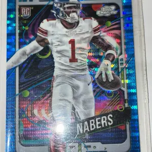Topps 2024 Chrome #167 Malik Nabers Reactive Blue RC Card /99 Single Raw Card Collectible Sports Memorabilia
