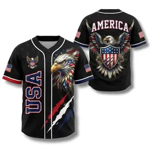 USA Eagle All Over Print Baseball Jersey, Patriotic Button Up Shirt, America 250 Years Baseball Jersey, 1776–2026 Semiquincentennial Patriotic Jersey