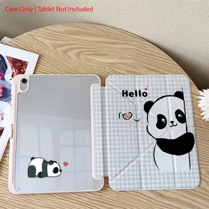 Panda soft and cute pattern, with adjustable stand and pen slot, foldable anti slip Y-fold TPU protective case, suitable for Samsung, iPad mini, iPad Air, iPad Pro/iPad 10th generation, 11th generation and other series of iPad protective cases