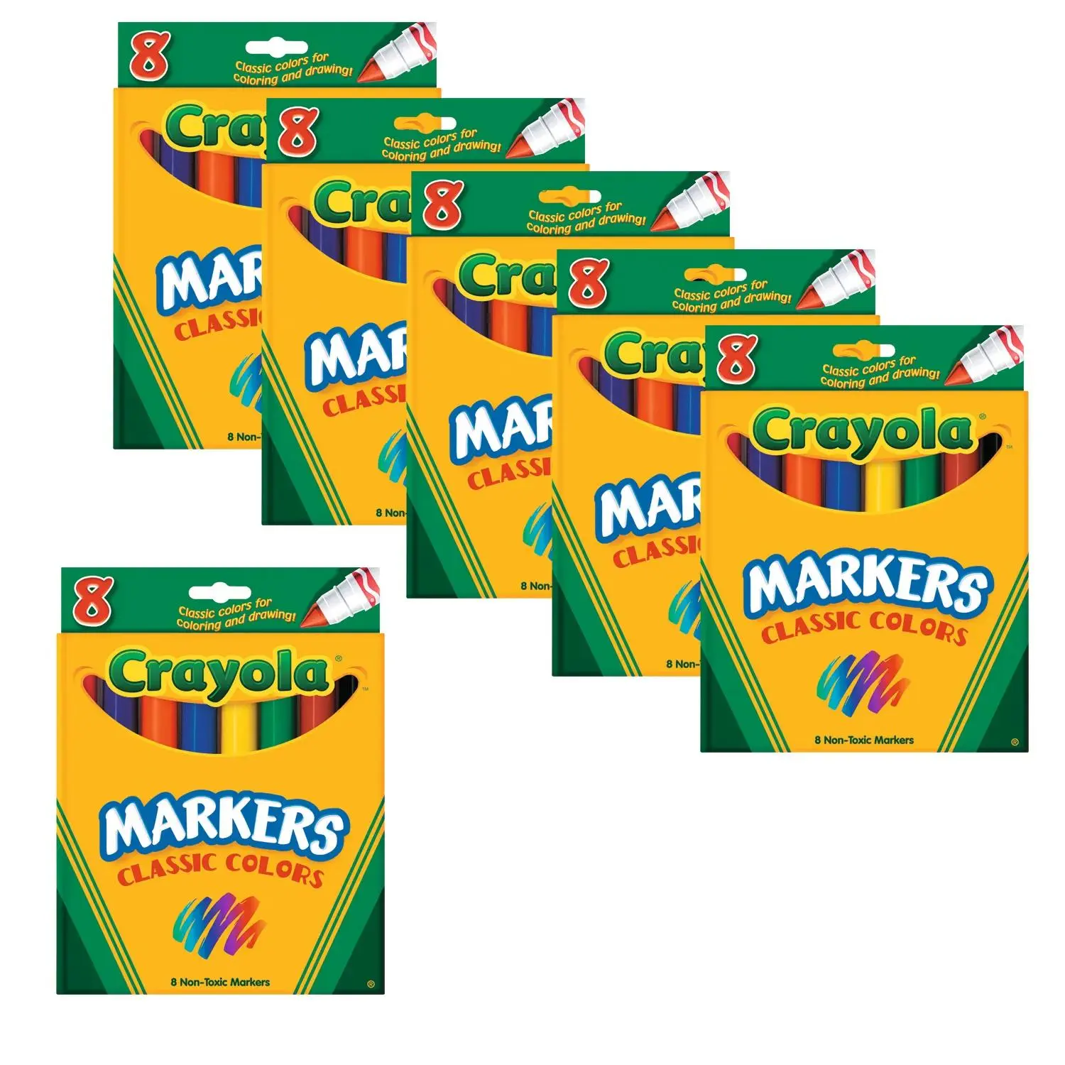 Crayola® Conical Tip Classic Markers Bulk Pack - 12 Boxes, 8 Colors Per Box, Artist-Grade, Bleed-Free, for Coloring Book, Rainy Days, Ages 4+ and Older (Toys & Hobbies Educational Arts & Crafts Supplies)