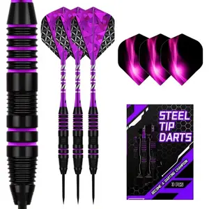 Dart Metal Tips Set, 3 Aluminum Dart Shafts, Steel Tip Dart Set, Professional Dart Steel Tip Set, Extra 3 Dart Wings, 3 Replacement Plastic Shafts