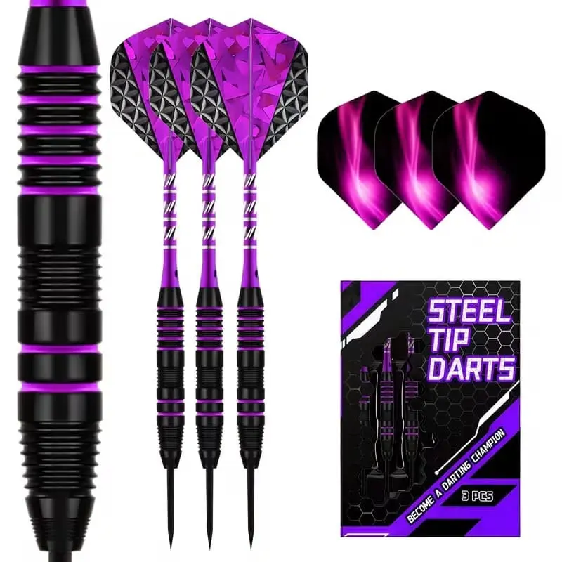 Dart Metal Tips Set, 3 Aluminum Dart Shafts, Steel Tip Dart Set, Professional Dart Steel Tip Set, Extra 3 Dart Wings, 3 Replacement Plastic Shafts, Darts Tips, Darts Gear