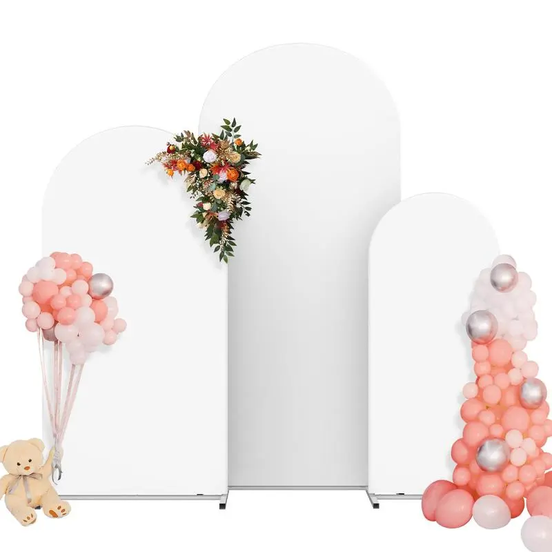 3-Piece Geometric 3-Size Spandex Cloth Arch Cover Set - Party Background Decoration, Happy Birthday Decorations, Baby Shower, Bonfire Festive Supplies, Clean-Look Home Backdrop