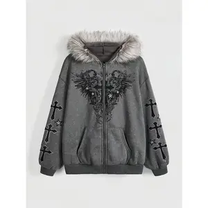 Velvet Hat Printed Long Sleeve Hoodie Hoodie Retro Coat Street Fashion Trendy StyleRAIMENTRY