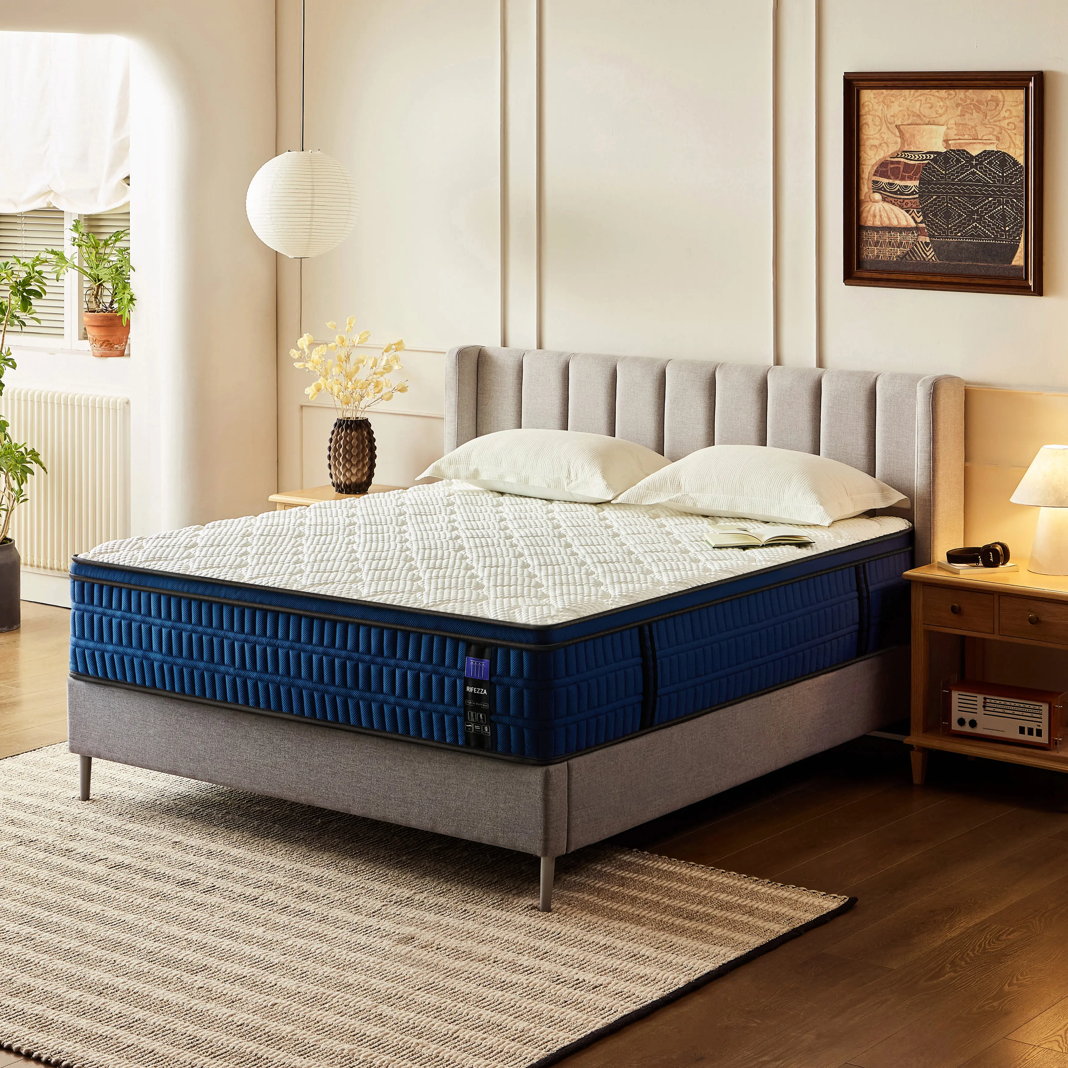 14" Hybrid Fiberglass-Free Foam-Based Thick Orthopedic Style Multi Support Mattress in a Box – Natural Latex & Memory Foam, Zoned Pocket Springs, Edge Support for Pressure Relief, Medium Feel, Foam-Based Mattresses, Hybrid Fiberglass-Free Mattresses