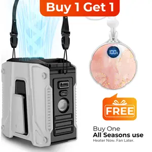 【Buy 1 Get 1】FrSara Waist Fan, 8000mAh PowerBank, Portable Fan, Metal Clip, High Speed ​​Fan, Cooling Fan that Blows w/ Lanyard, 5-Speed, Light, LED Display, 5 in 1 Outdoor Fan, Desktop Fan, Outdoor Work, Outdoor Sports, gift for men
