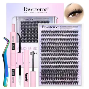Lash Extension Kit DIY 280pcs Individual Lash Clusters Kit 9-16mm 40D Cluster Eyelash Extension Kit with Lash Bond and Seal, Lash Remover, Lash Tweezers for Self Use (40D, 9-16mm, All Kit)