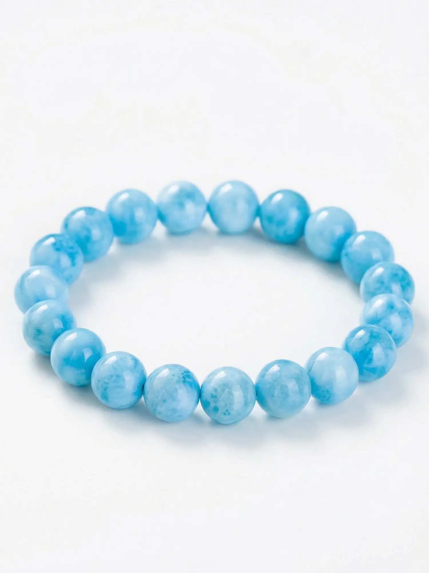 This high-quality larimar bracelet features an ocean pattern and supports marine conservation. It's a unisex elastic bracelet, durable and stylish, making it a perfect gift choice, Fashionable Bracelet Style, Jewelry Bracelet.