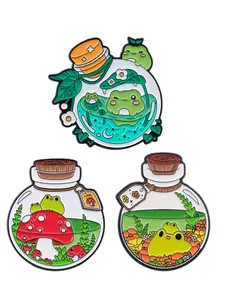 3pcs Cute Frog Brooch Set, Flower Brooch Pin, Cartoon Animal Pins, Unisex Accessories for All Seasons, Stylish and Adorable Design