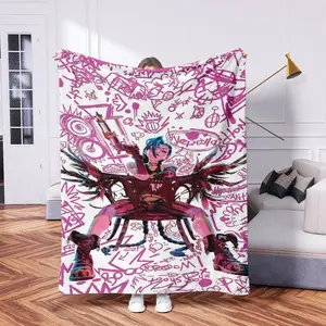 League of Legends Graffiti Art Blanket, Arcane Fan Exclusive, Cozy Punk Decorative Throw, Perfect for Friends, Home, Party, Travel