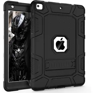 iPad 6th Generation Cases , 5th Case , Air 2 9.7 Shockproof Rugged Drop Protection Cover Built with Kickstand for 9.7'' A1893/A1954/A1822/A1823 (Black)