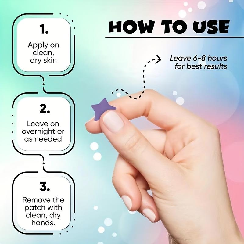 Colorful Star Patches - Alcohol-Free, Unscented, Hypoallergenic & Non-Irritating Invisible Facial Patches for All Light Beige Types, Cleansing & Moisturizing Effect