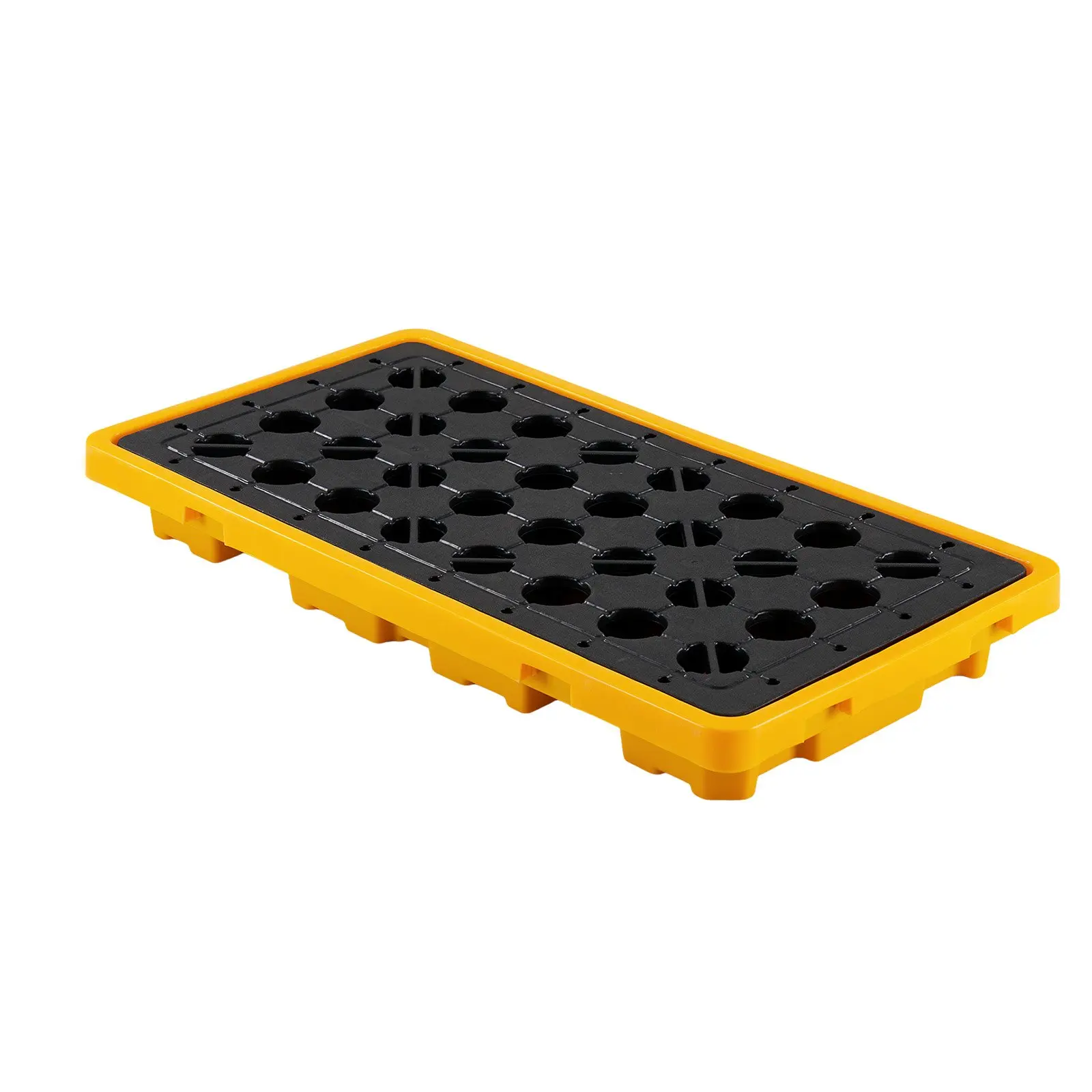 【DealsForYouDays】VEVOR Spill Containment Pallet, 2 Drum Low Profile Spill Containment Modular Platform, 21 Gallon Sump, 4409 lbs Load Capacity, Heavy-Duty Polyethylene Tray with Drain, 51.8" x 26.8" x 5.9", Yellow