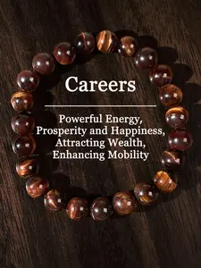 Tiger Eye Stone Beaded Bracelet, Beaded Gemstones, Fashionable Jewelry for Women & Men, Trendy All-match & Exquisite Jewelry for Birthday Gift