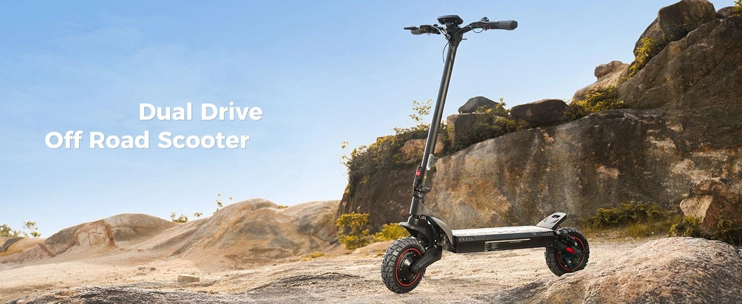Vortex X Pro Off-Road Electric Scooter for Adults 2000W/1000W Dual Motor 38/28MPH Top Speed 50 Miles Long Range 10" Off-Road Pneumatic Tires Turn Signals Dual Braking APP Control Foldable E-Scooter, 48V15Ah Handlebar