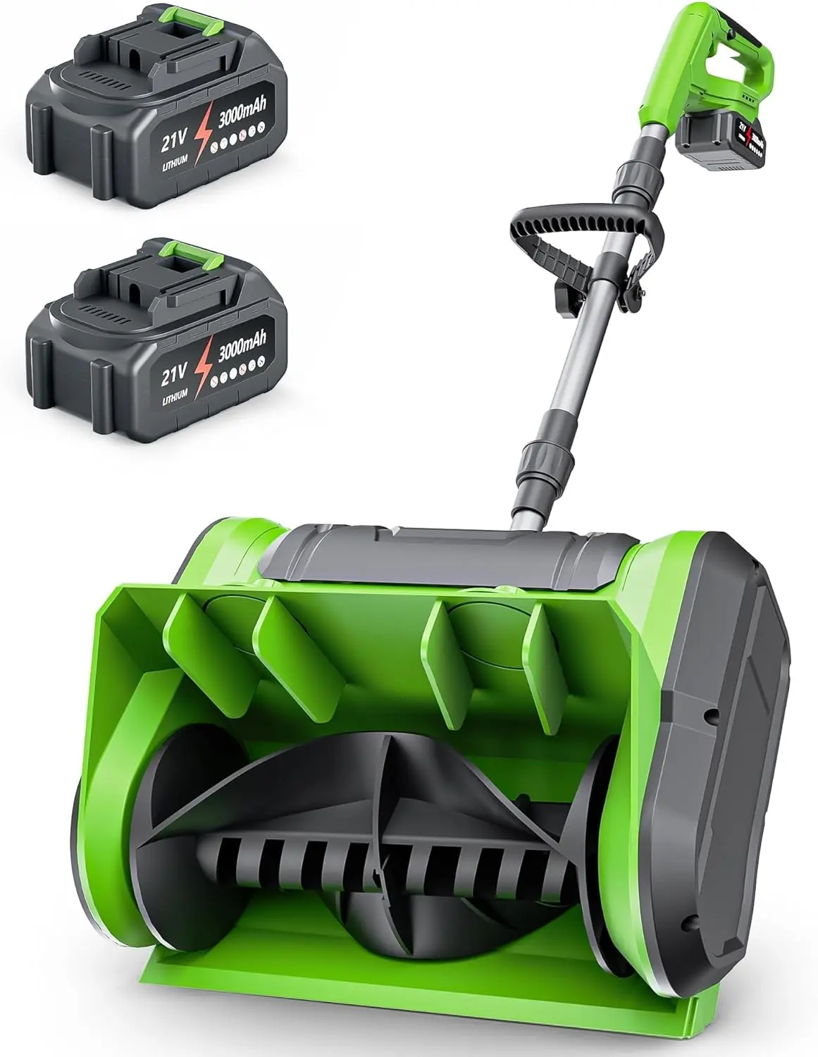 Electric Cordless Snow Shovel, 2X 3.0Ah/ 21V/ 12-Inch Battery |   Snow Blower with Directional Plate & Adjustable Front Handle for Driveway Sidewalk, Steps, Patio (Charger Included)