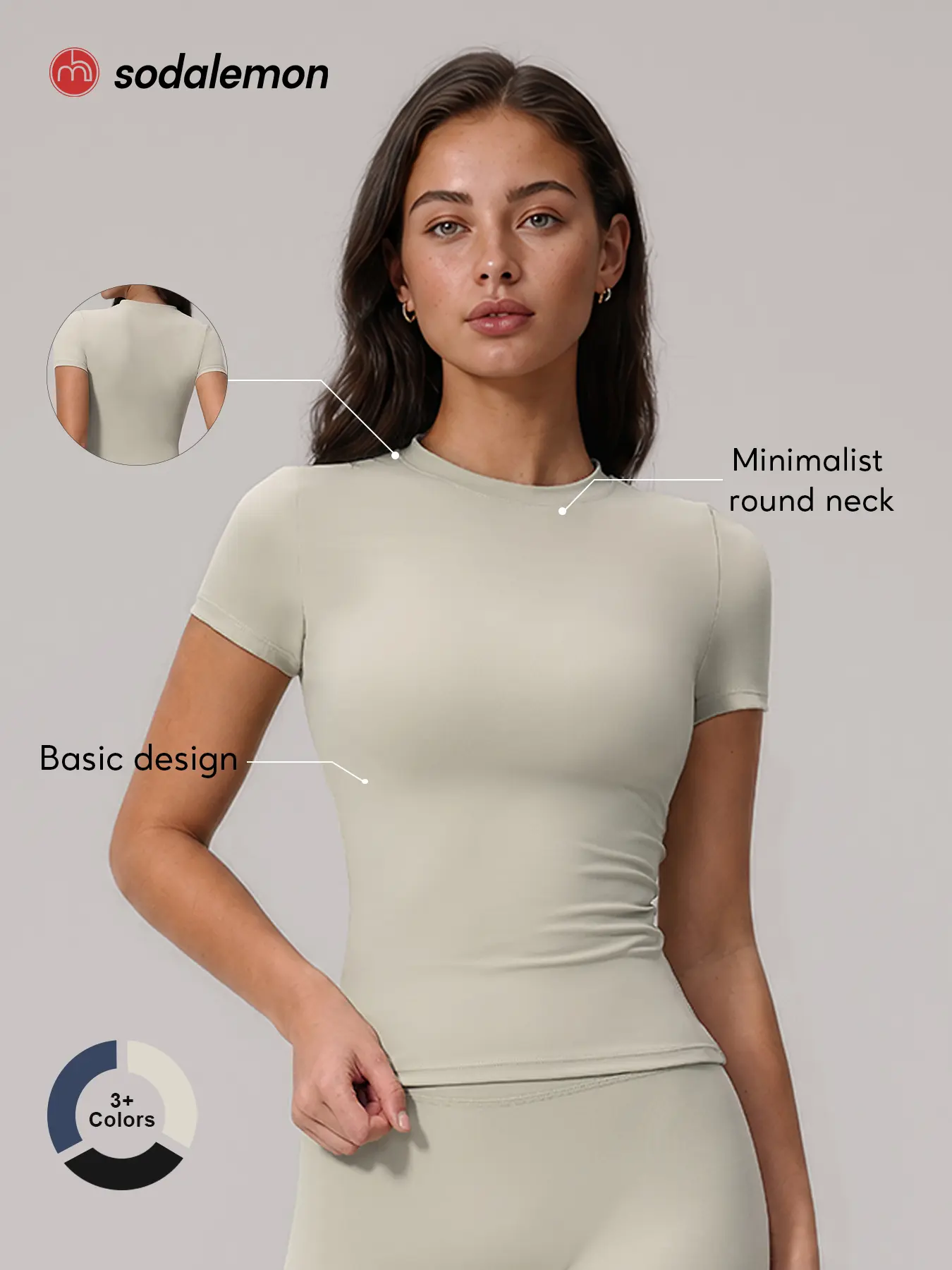 Sodalemon Women Slim Fit Short Sleeve Workout T-Shirt, Crew Neck Yoga Top, Outdoor Pilates Running Fitness Activewear