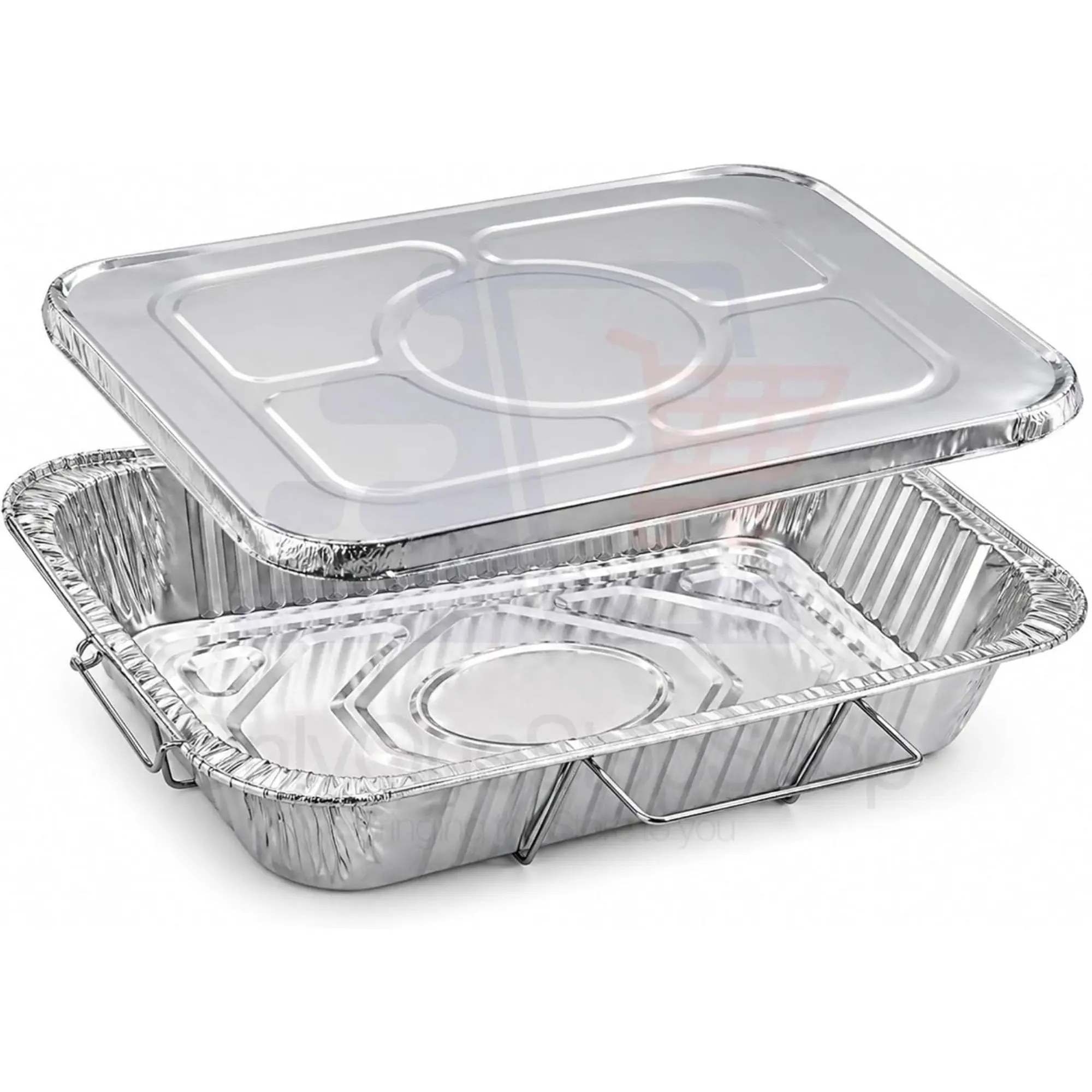VeZee Full Size Aluminum Roasting Pan Bakeware - 20.75x12.75x3 in, Heavy Duty Disposable Foil Tray with Handle Rack & Lid, for Turkey, Catering, Holiday Cooking