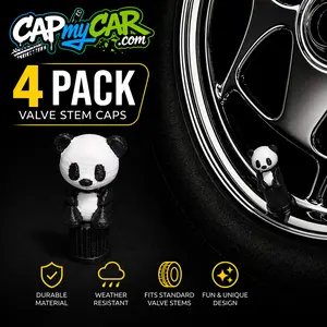 Panda Valve Stem Caps – Cute Animal 4 Pack