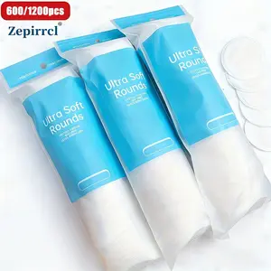 600/1200 pieces disposable round makeup pad cleansing pad plus thick makeup remover pad multi-purpose skin care daily skin care, skin cleaning, makeup removal 100 pieces/pack 6*6cm
