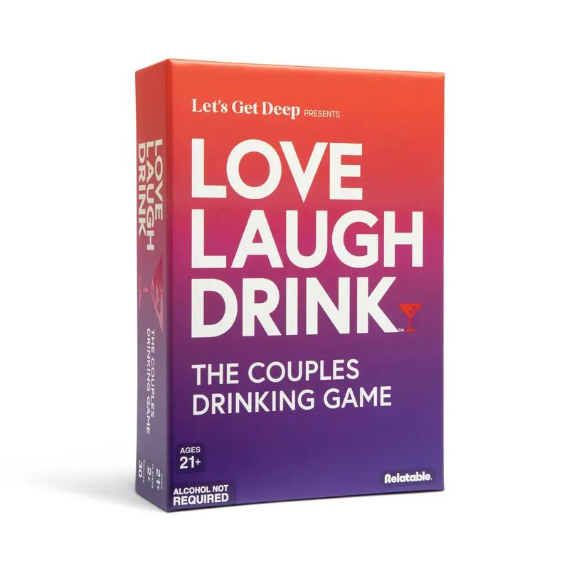 Love Laugh Drink by Relatable. A Fun Couples Drinking Games For Adults, Romantic Couples Games for Date Night Ideas, and Sexy Card Game.