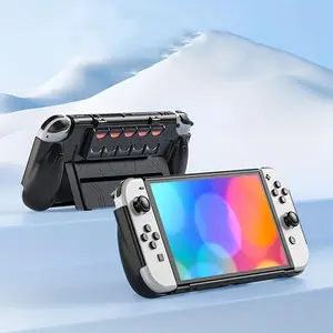 Game Console Protective Case with Game Card Slot, Detachable Protective Case with Comfortable Handle, Shockproof Protective Case for Switch OLED