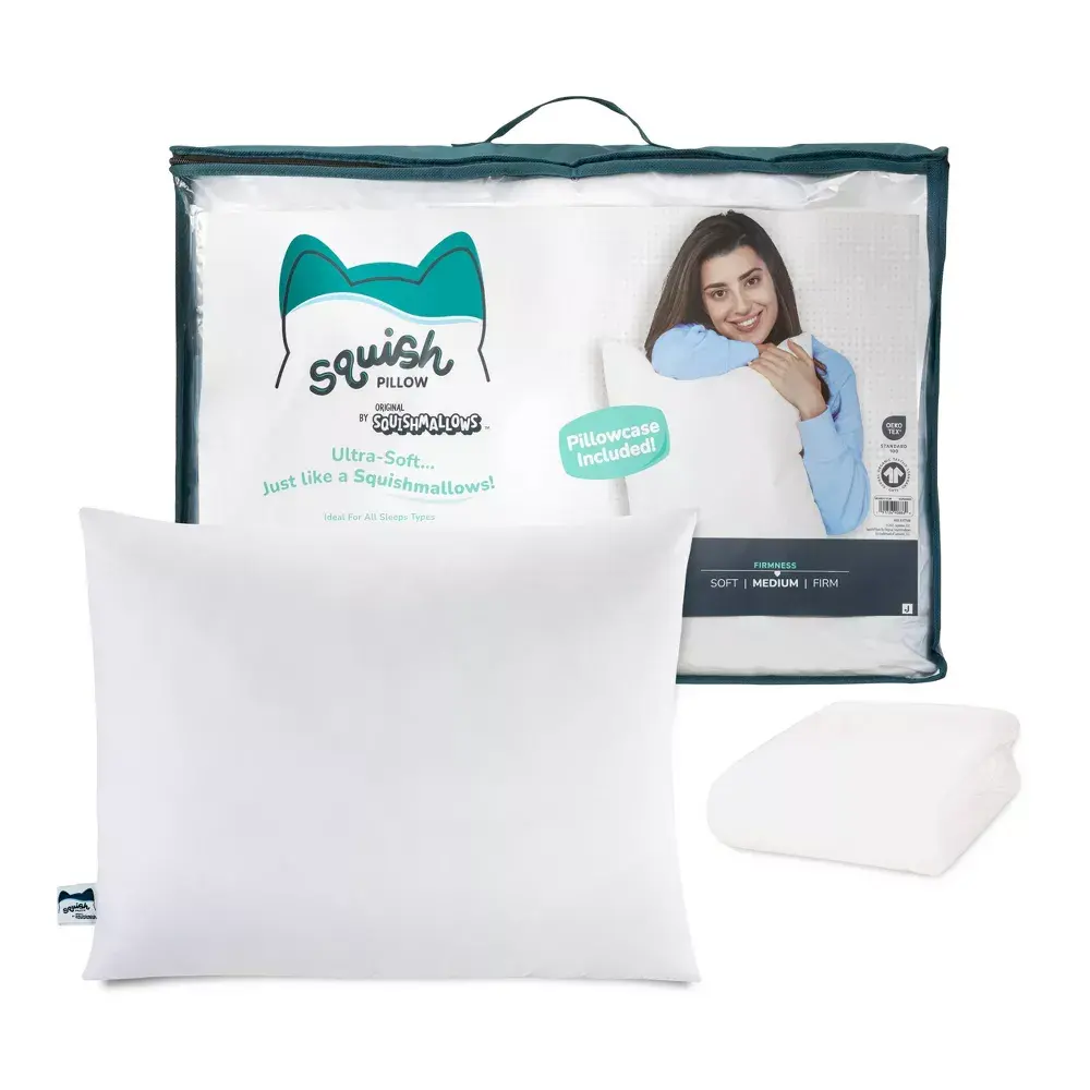 SquishPillow by Original Squishmallows Medium Bed Pillow and Ultra Soft Pillowcase Cover SquishPillow by Original Squishmallows Medium Bed Pillow and Ultra Soft Pillowcase Cover