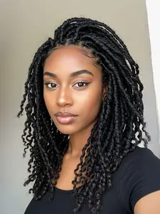 Fluffy Spring Mini Twist Crochet Hair Passion Twist Natural Black Color 100% Human Hair Dreadlock Extension For Black Women Pre Stretched Ready To Install With Easy Maintenance Braided Dreads Wave