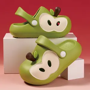 Children's Apple Clogs Summer Closed-Toe Cool Slippers for Boys and Girls, Toddlers, and Kids, Non-Slip Soft Sole Baby Beach Shoes, Cute Slippers for Middle and Older Toddlers