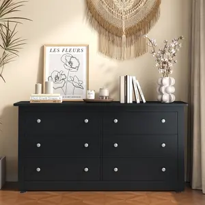 6-Drawer Double Dresser for Bedroom, Wide Chest of Drawers, Bedroom Storage Furniture