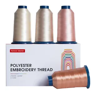 Richword 4 Pack 40WT Polyester Embroidery Thread (108D/2) – 4000M Large Spools, Color Set Options for Home & Commercial Embroidery Machines