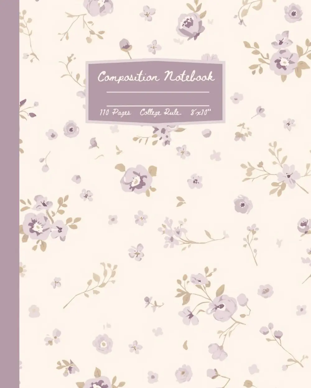 Purple Coquette Composition Notebook: Vintage Floral Botanical Pattern College Ruled Journal With Watercolor Flowers; 8x10"