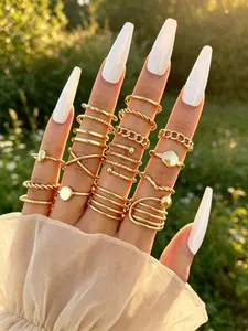 18 Pcs Women's Stackable Rings Set, Minimalist Fine Jewelry, Summer 2026 Trendy Y2K Accessories, Festival/beach/birthday Gift