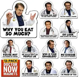 Dr Now Magnets Fridge, Dr. Nowzaradan Fridge Magnet - 3" × 3" Strong Magnets, Black Text, Motivational Diet Helper - Dr nowzaradan Diet Plan Book, Stay Healthy and Have Fun