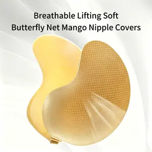 Mango-Shaped Lift Silicone Nipple Covers, Invisible Adhesive Push-Up Bra, Waterproof Reusable Sticky Bra with Storage Case & Replacement Pads