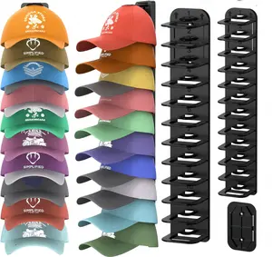 2-Pack Extra Large Baseball Hat Organizer Space-Saving Wall Mount 24-Hat Capacity Adhesive Mount Gift for Dad Storage Hooks Hanging Hook New Year's gift Hanger Stand Room Accessories 2026 [Multi-warehouse shipping】