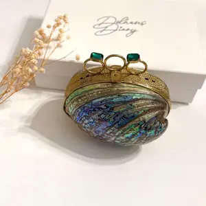 Abalone Shell Minaudiere Clutch: Gold-Plated Evening Bag