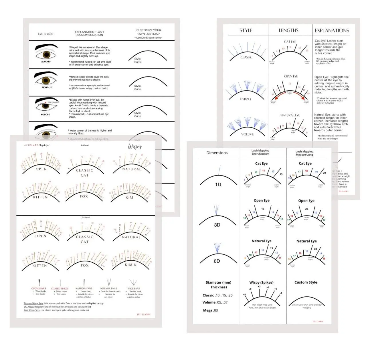 Bundle Beginner and Wispy Eye Shape Lash Map Charts School Practice Training for Fake Eyelashes suit 2026 New