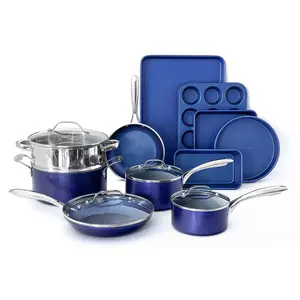 Granitestone Blue 15 Piece Nonstick Cookware an d Bakeware Set