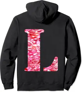 Back Print Only - Lipstick Kisses For Boyfriend Letter L Pullover Hoodie - Ciennaslay Shop 73B0D3B3WLWW