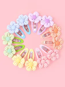 12 checkered flower hair clips, girl bangs side clips, fresh and sweet dressing hair clips, suitable for gatherings, parties, play, school, daily leisure use, exquisite and beautiful hair accessories