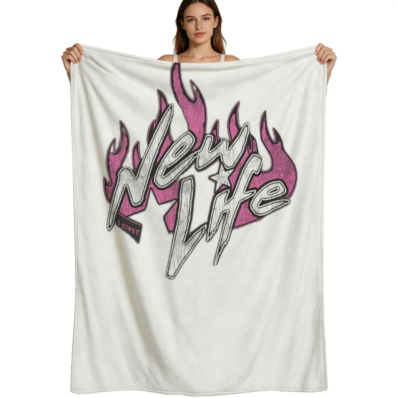 Trendy Graffiti, Warm Flannel Blanket, New Life Flame Design, Soft Brushed Fabric, For Teens And Casual Home Use, 4 Sizes Available Single Pack
