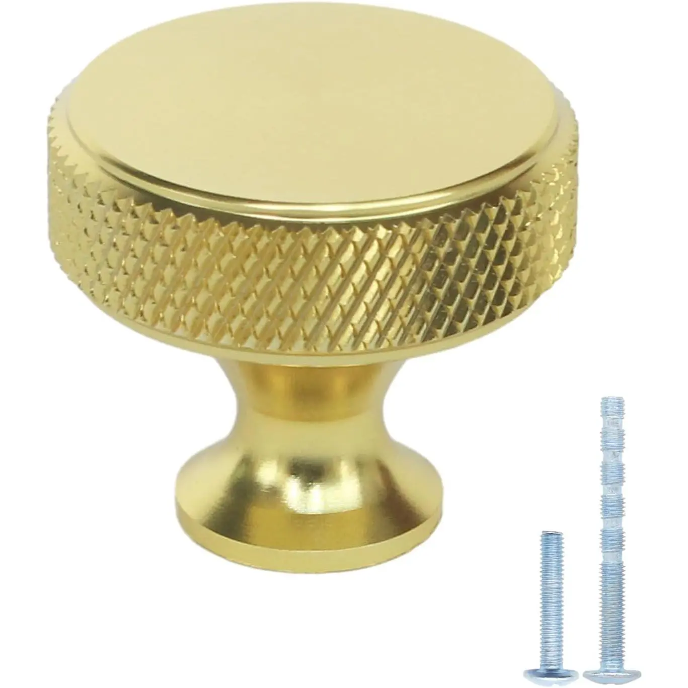 10 Pack Gold Cabinet Knobs Dresser  Brushed Brass Knurled for Cabinets Drawer Solid Aluminum Kitchen