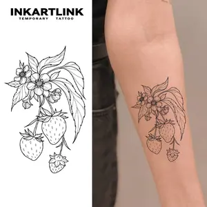 INKARTLINK Tattoo Tech, 2 Sheets Semi-Permanent Temporary Tattoos ,Strawberries,Adult Art Design,Lasts 1-2 Weeks, Waterproof, Realistic Look, No Adhesive, No Reflection,For Man And Woman,Ideal for Swimming, Party