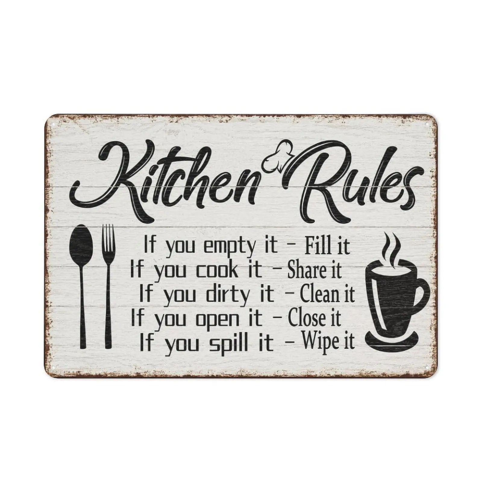 Vintage Tin Sign Retro Metal Kitchen Rules Signs Stylish Wall Art Plaques for Home Decor Kitchen Dining Room House and Farmhouse Wall Decor or as a Unique Poster 8x12 inches