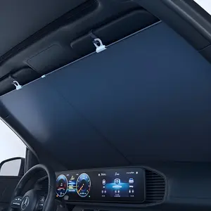 Automatic Retractable Car Sunshade – Adjustable Windshield UV Blocker with Suction Cups, 29.1–59.1 in Width, Heat Reflective