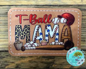 T-Ball Mama Baseball Faux Leather Trucker Hat Patch