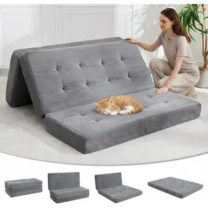 6 Inch Full-Size Memory Foam Trifold Foldable Mattress with Washable Cover, Floor Sleeper Couch for Guest Bed, Yoga & Camping Mat