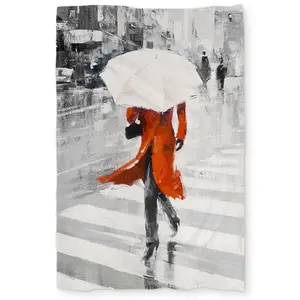 360 Stand Red "Rainy Day in the City" Twin Extra Long Duvet Cover - Breathable Microfiber Face, Twin Size Bed Essential for Cozy Nights, Stylish Bedroom Decor, Extra-Long Duvet Covers, Graphic Duvet Covers